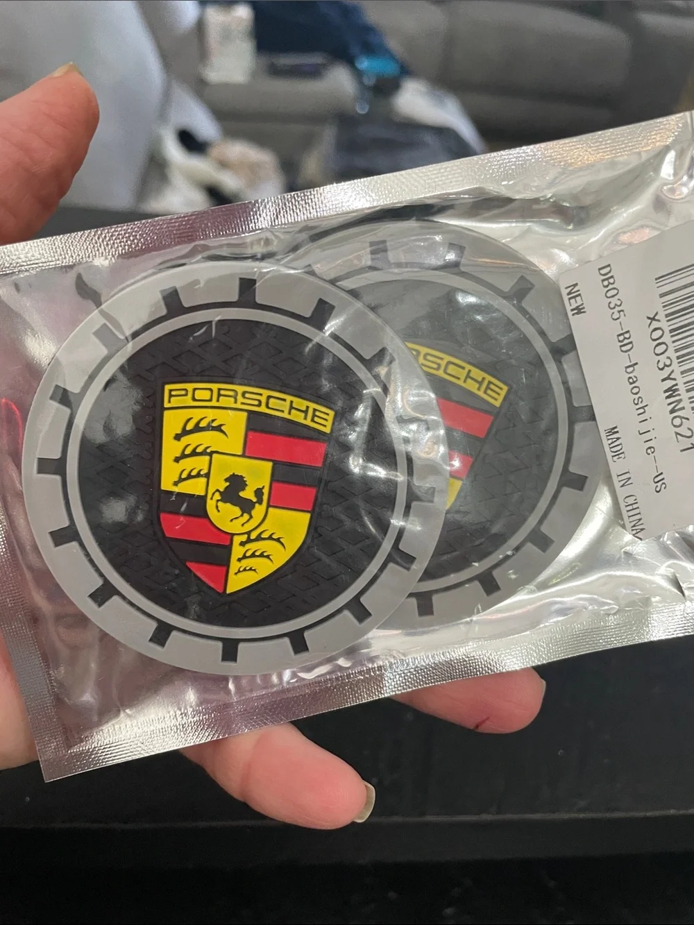 Porsche Crest Rubber Coaster Set in Black, Yellow & Red